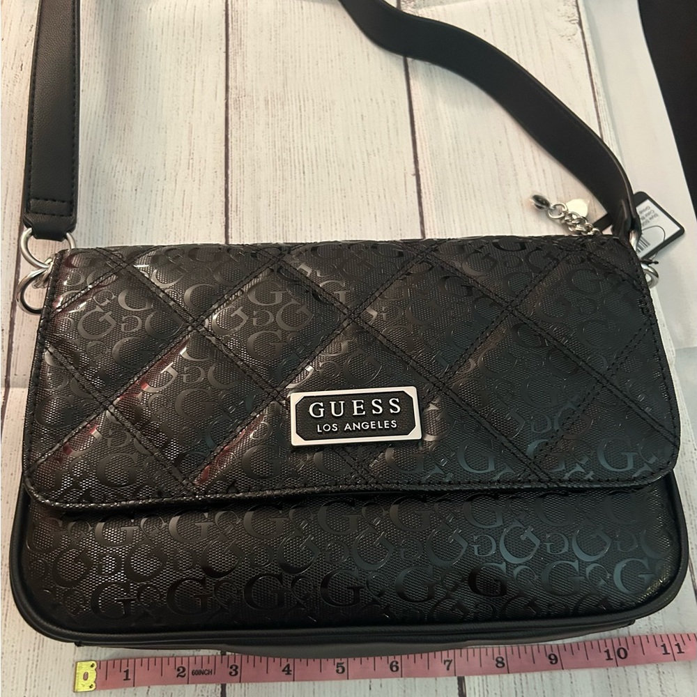 GUESS Black Quilted Crossbody Bag